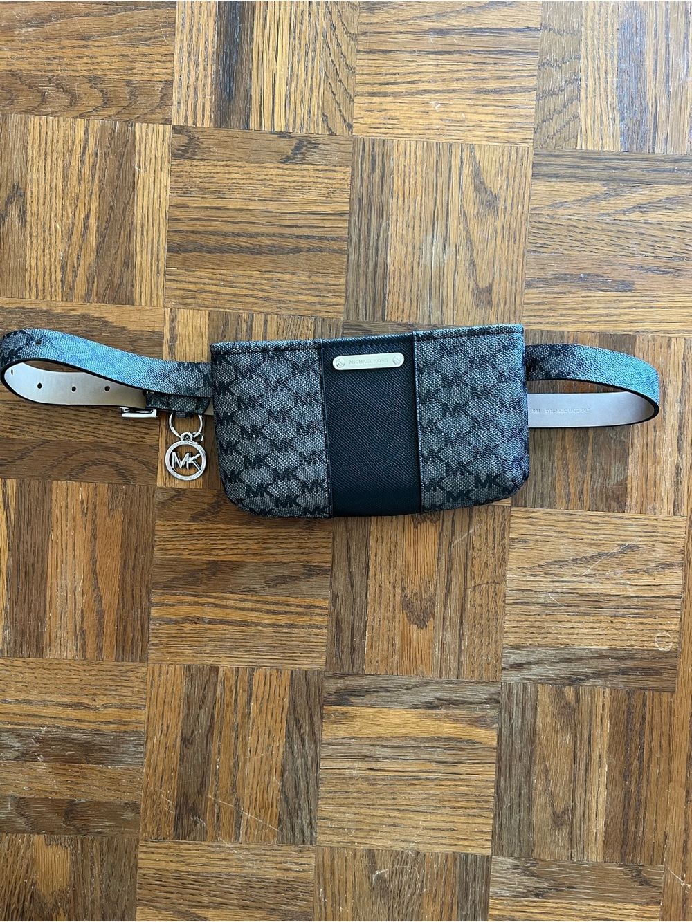 Michael Kors Black and Gray Signature Panel Crossbody/Belt Bag